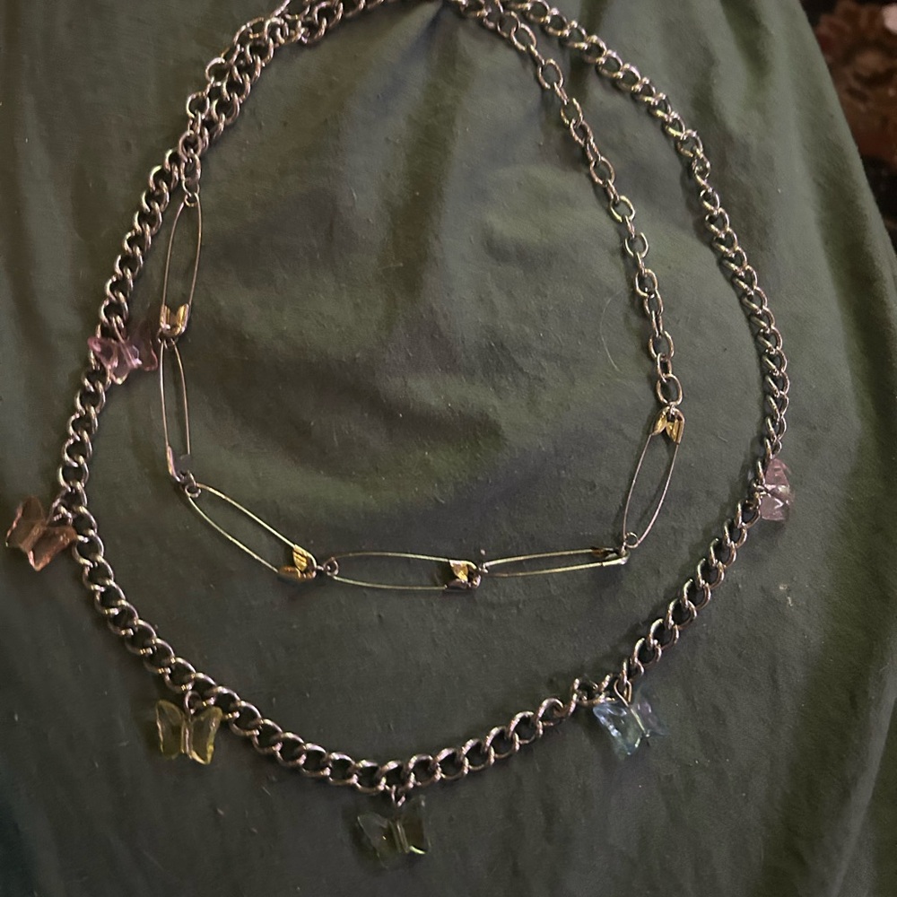Elegant Silver and Gold Butterfly Necklace